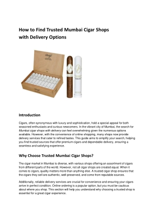 How to Find Trusted Mumbai Cigar Shops with Delivery Options
