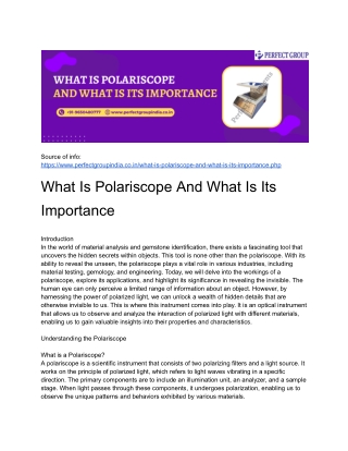 What Is Polariscope And What Is Its Importance