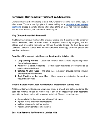 Permanent Hair Removal Treatment in Jubilee Hills - Google Docs