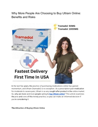 Buy Ultram Online_ Benefits and Risks