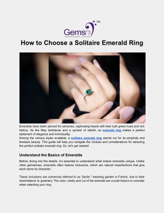 How to Choose a Solitaire Emerald Ring