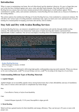Stay Safe and Dry with Avalon Roofing Services