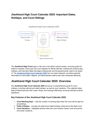 Jharkhand High Court Calendar 2025