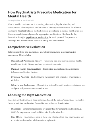 How Psychiatrists Prescribe Medication for Mental Health