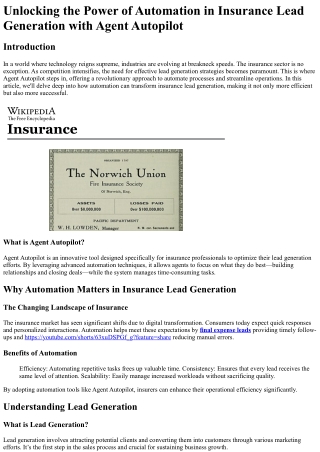 Unlocking the Power of Automation in Insurance Lead Generation with Agent Autopi