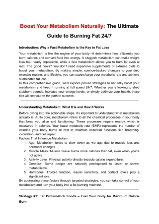 Boost Your Metabolism Naturally: The Ultimate Guide to Burning Fat 24_7