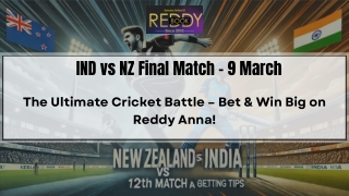 Join Reddy Anna for Live Betting During the IND vs NZ Champions Trophy Final