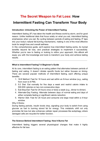 The Secret Weapon to Fat Loss: How Intermittent Fasting Can Transform Your Body
