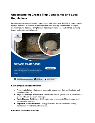 Understanding Grease Trap Compliance and Local Regulations
