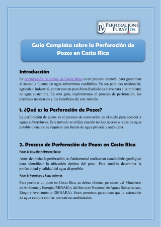Guía Completa sobre la Perforación de Pozos en Costa Rica