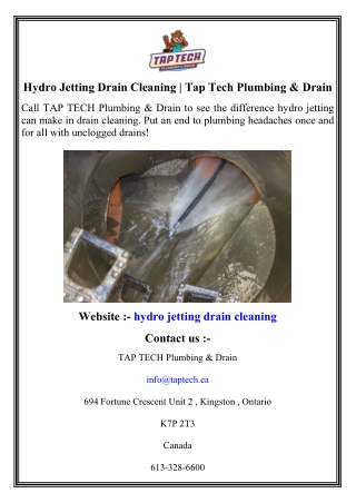 Hydro Jetting Drain Cleaning   Tap Tech Plumbing & Drain