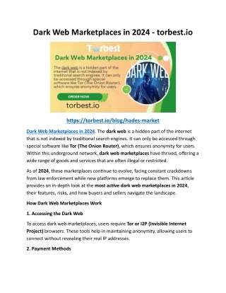 Dark Web Marketplaces in 2024 - torbest.io