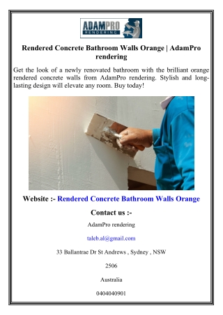 Rendered Concrete Bathroom Walls Orange   AdamPro rendering
