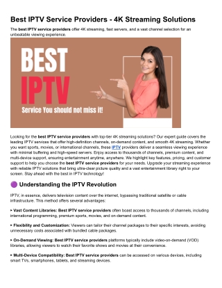 Best IPTV Service Providers - 4K Streaming Solutions