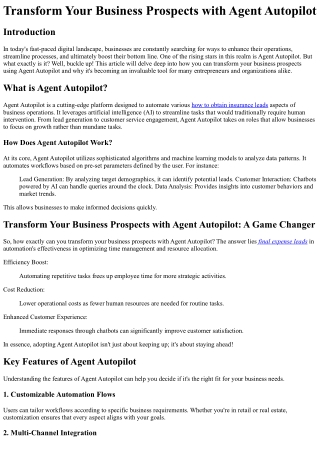 Transform Your Business Prospects with Agent Autopilot