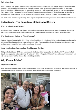 Exploring Napa & Sonoma Safely: Why I-Drive is Your Best Choice for a Designated