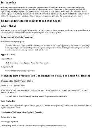 ”Mulching Best Practices You Can Implement Today For Better Soil Health!