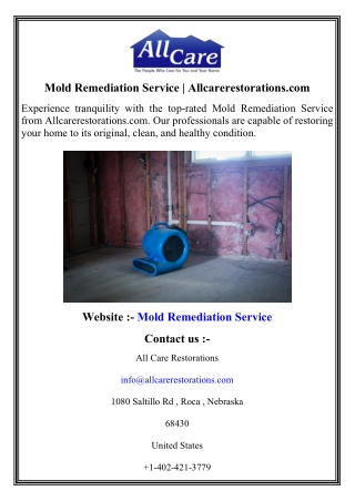 Mold Remediation Service   Allcarerestorations.com