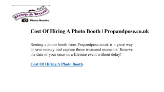 Cost Of Hiring A Photo Booth Propandpose.co.uk