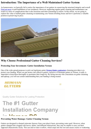 The Importance of Professional Gutter Cleaning in Maintaining Your Vernon Home