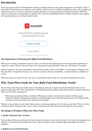 Why Trust Pitco Foods for Your Bulk Food Distribution Needs?