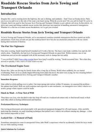 Roadside Rescue Stories from Javis Towing and Transport Orlando