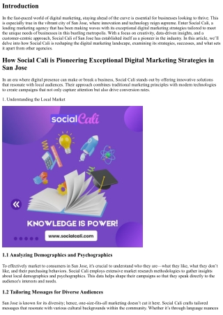 How Social Cali is Pioneering Exceptional Digital Marketing Strategies in San Jo