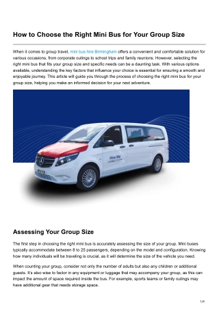How to Choose the Right Mini Bus for Your Group Size