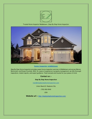 Trusted Home Inspector Middletown | Step By Step Home Inspection