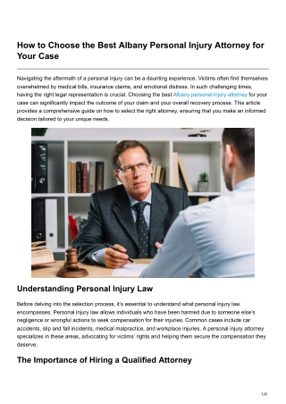 How to Choose the Best Albany Personal Injury Attorney for Your Case