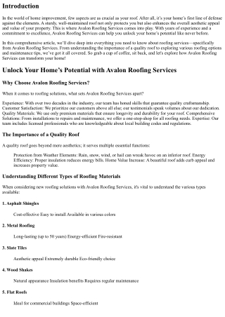Unlock Your Home’s Potential with Avalon Roofing Services