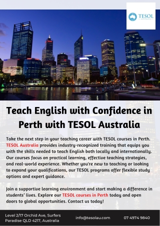 Teach English with Confidence in Perth with TESOL Australia