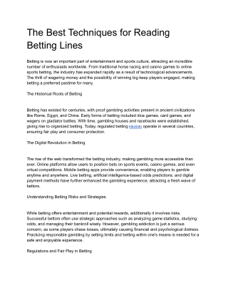 The Best Techniques for Reading Betting Lines