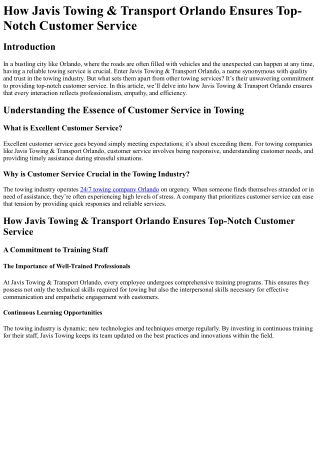How Javis Towing & Transport Orlando Ensures Top-Notch Customer Service