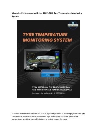 Maximize Performance with the RACELOGIC Tyre Temperature Monitoring System