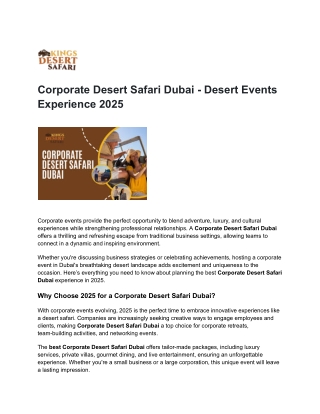 Corporate Desert Safari Dubai - Desert Events Experience 2025