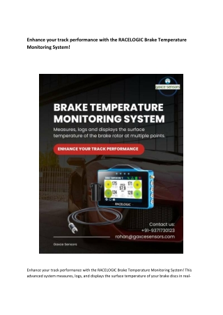 Enhance your track performance with the RACELOGIC Brake Temperature Monitoring System