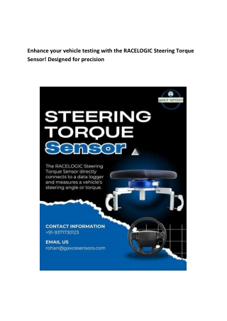 Enhance your vehicle testing with the RACELOGIC Steering Torque Sensor! Designed for precision