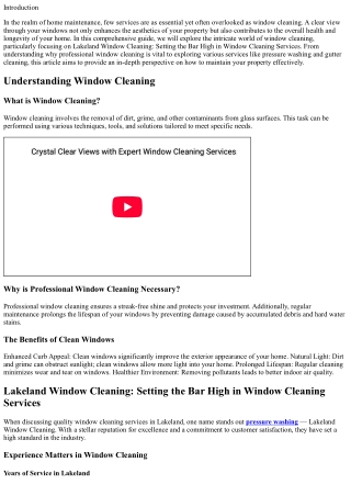 Lakeland Window Cleaning: Setting the Bar High in Window Cleaning Services