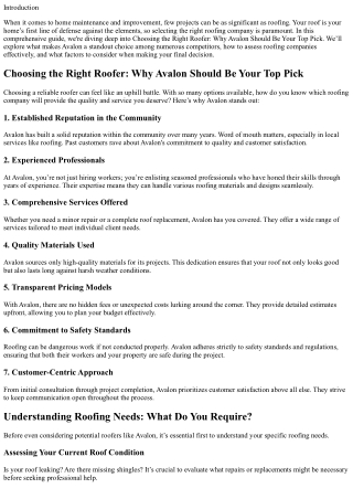 Choosing the Right Roofer: Why Avalon Should Be Your Top Pick