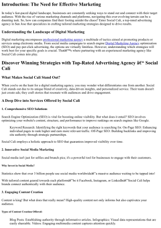 Discover Winning Strategies with Top-Rated Advertising Agency – Social Cali