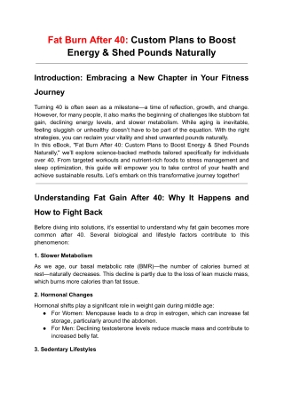 Fat Burn After 40: Custom Plans to Boost Energy & Shed Pounds Naturally