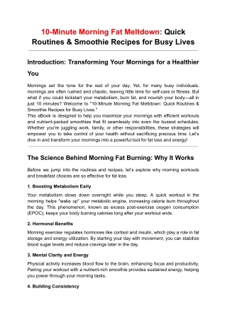 10-Minute Morning Fat Meltdown: Quick Routines & Smoothie Recipes for Busy Lives