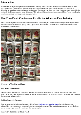 How Pitco Foods Continues to Excel in the Wholesale Food Industry