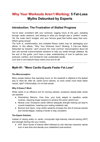 Why Your Workouts Aren’t Working: 5 Fat-Loss Myths Debunked by Experts