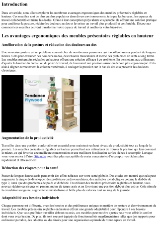 Les avantages ergonomiques des meubles présentoirs réglables en hauteur