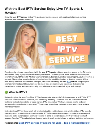 With the Best IPTV Service Enjoy Live TV, Sports & Movies