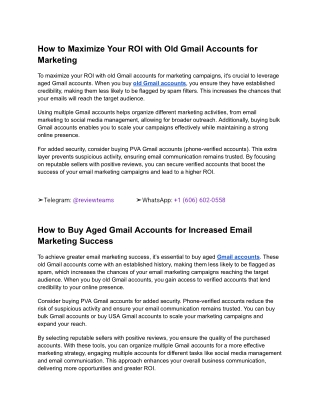 How to Maximize Your ROI with Old Gmail Accounts for Marketing