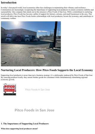 Nurturing Local Producers: How Pitco Foods Supports the Local Economy