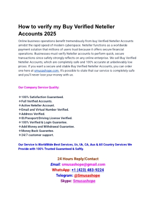 How to verify my Buy Verified Neteller Accounts 2025